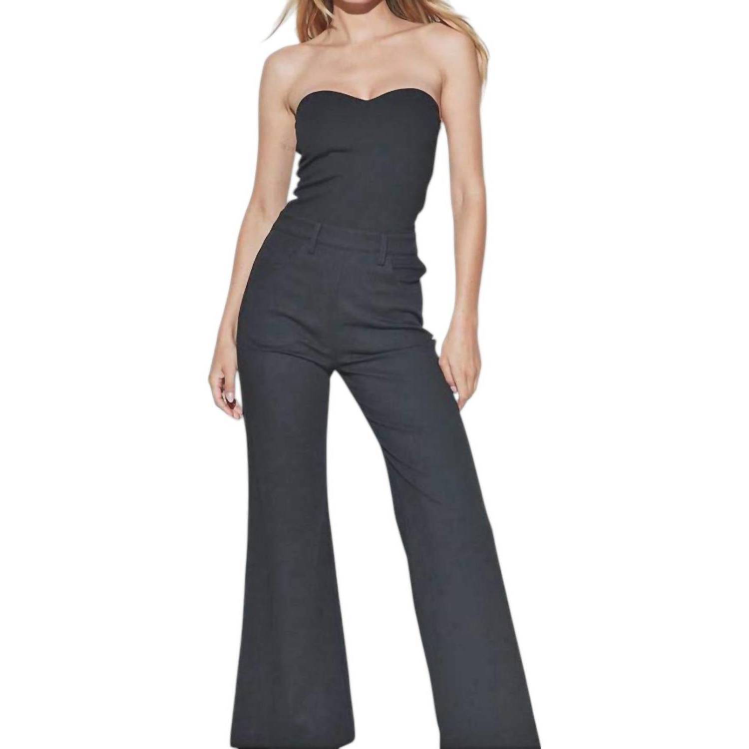 New Rivet Utility Expander Jumpsuit In Black
